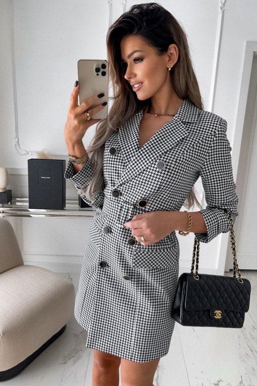 Autumn And Winter New Women's Fashion Long Sleeve Belt Double Breasted Suit Jacket - Nioor