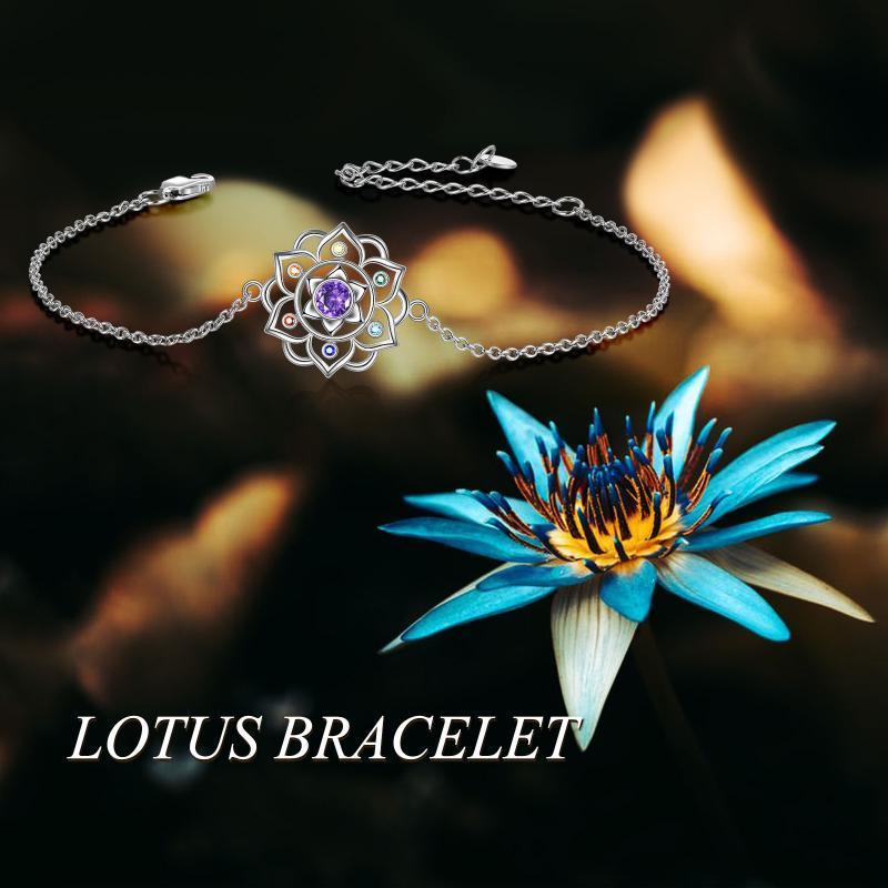 Chakra Yoga Lotus Pendant Bracelet in Sterling Silver - Nioor