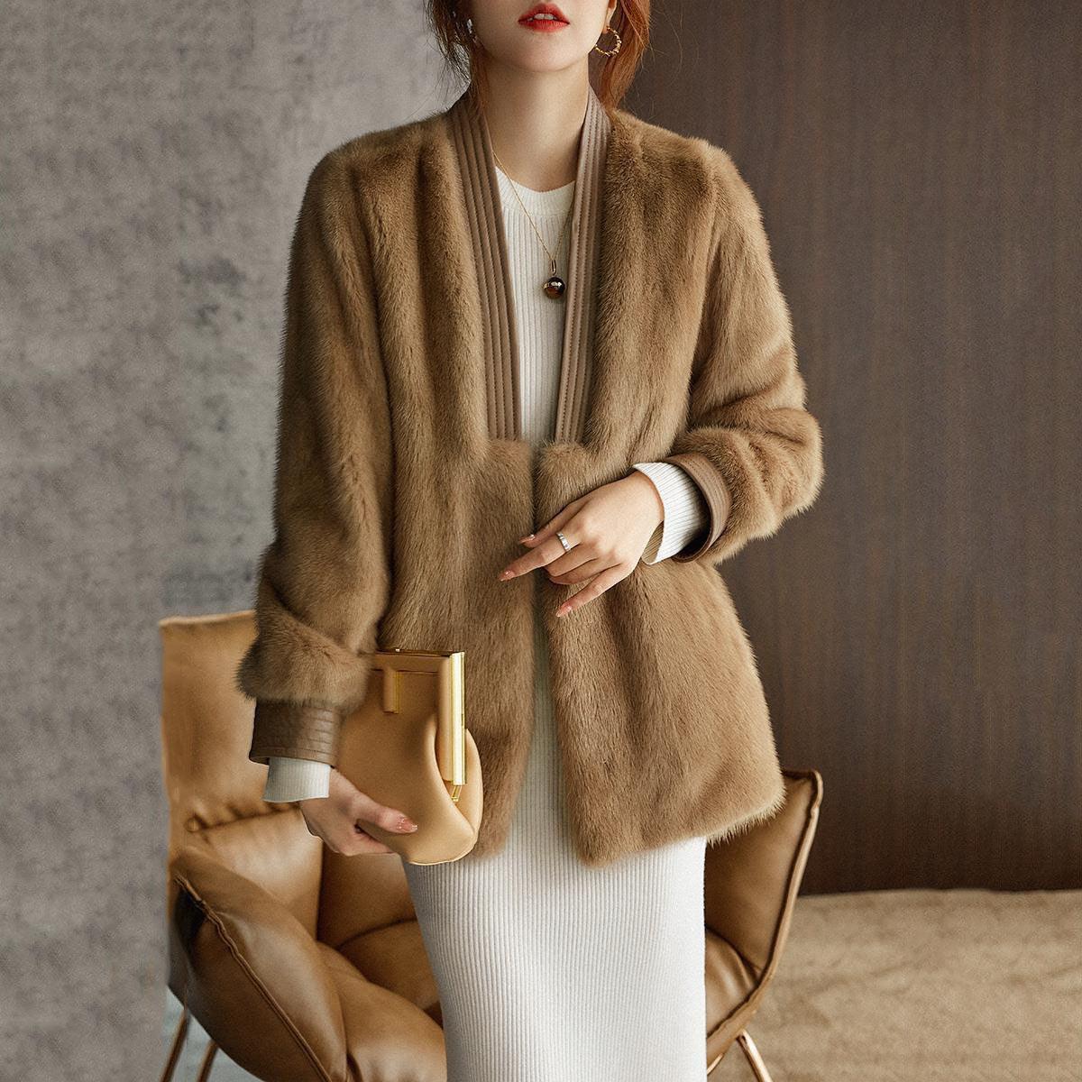 Women's Leisure Simple Mink Fur Coat - Nioor