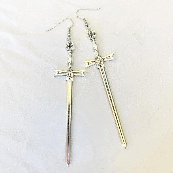 Exaggerated Personality Gothic Bronze Sword Fashion Knife Creative Earrings Alloy - Nioor