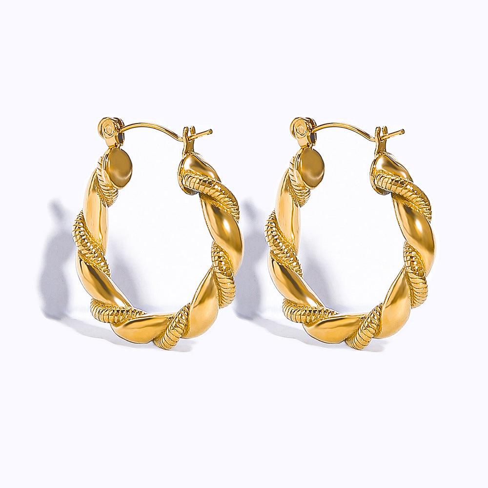 High-grade Titanium Steel Gold-plated Hollow Crescent Earrings - Nioor