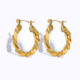 High-grade Titanium Steel Gold-plated Hollow Crescent Earrings - Nioor