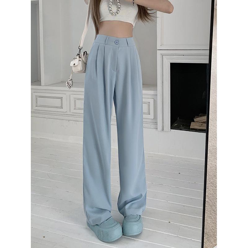 Straight High Waist Slimming Loose And Simple Casual Pants - Nioor