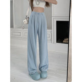 Straight High Waist Slimming Loose And Simple Casual Pants - Nioor