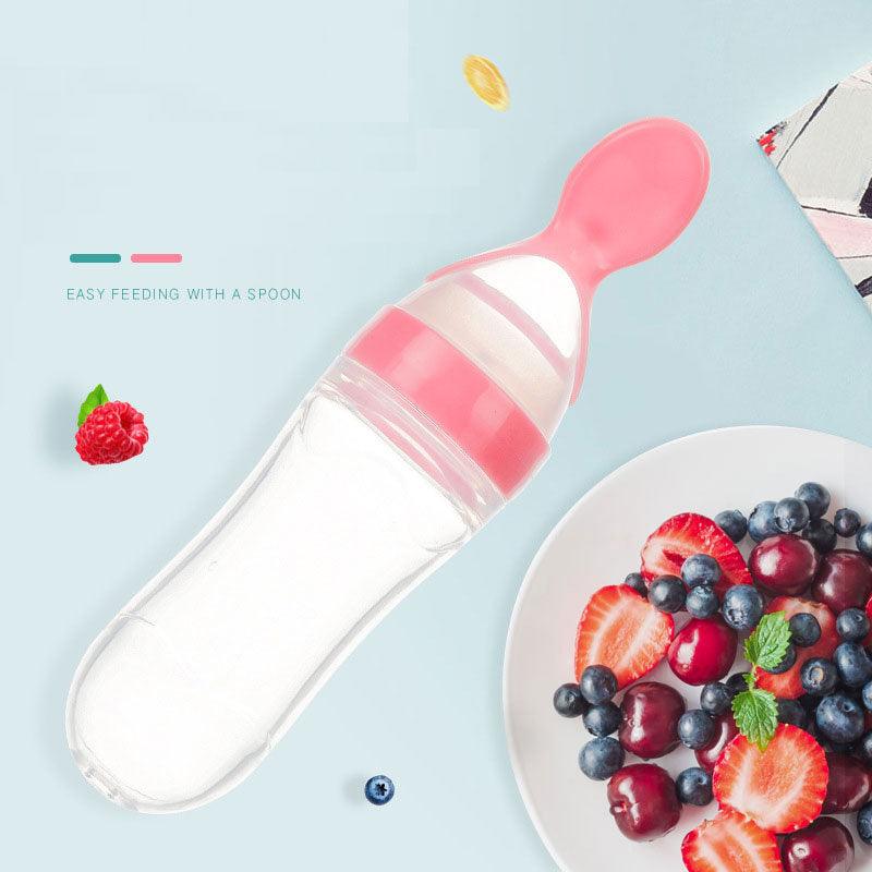 Safe Newborn Baby Feeding Bottle Toddler Silicone Squeeze Feeding Spoon Milk Bottle Baby Training Feeder Food Supplement - Nioor