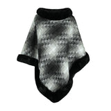 Cape Colored Plaid Thermal Knitting Shawl Women's Coat - Nioor