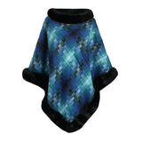 Cape Colored Plaid Thermal Knitting Shawl Women's Coat - Nioor