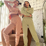 Casual Polo Collar Zipper Sweater Suit Two-piece Set - Nioor