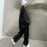 Casual Sports Suit Long Sleeve Loose T-shirt High Waist Pants - Nioor