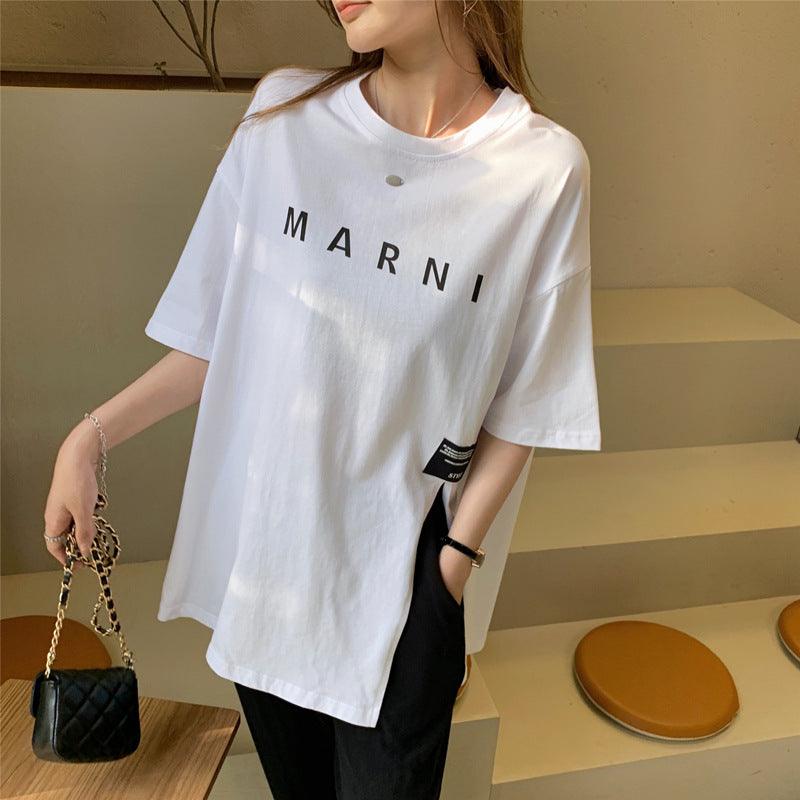 Casual Top T-shirt With Short Sleeves Women - Nioor