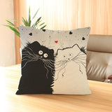 Cat Pillow Cartoon Images Linen Cotton Blend Cushion Cover Pillowcases - Nioor