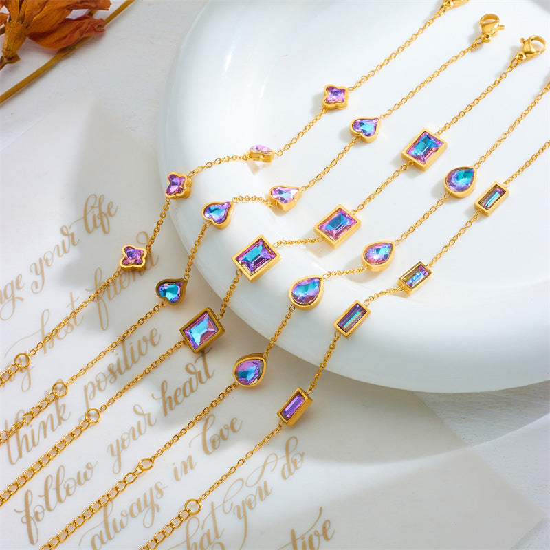 Affordable Luxury Fashion Elegant High-grade Colorful Geometric Glass Bracelet