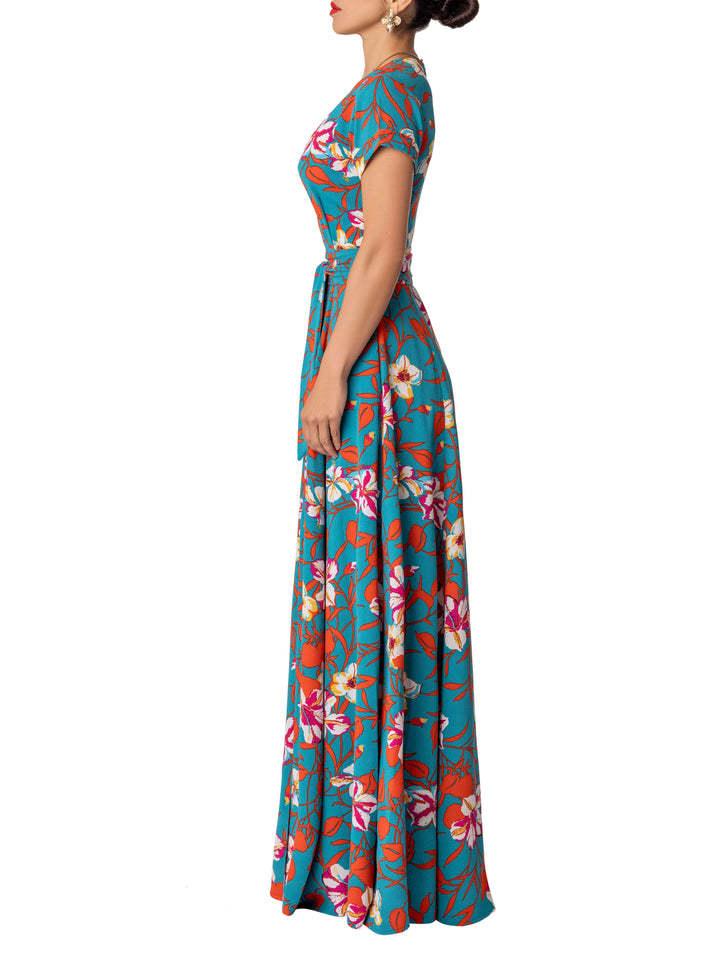 Printed Waist-controlled Split Dress - Nioor