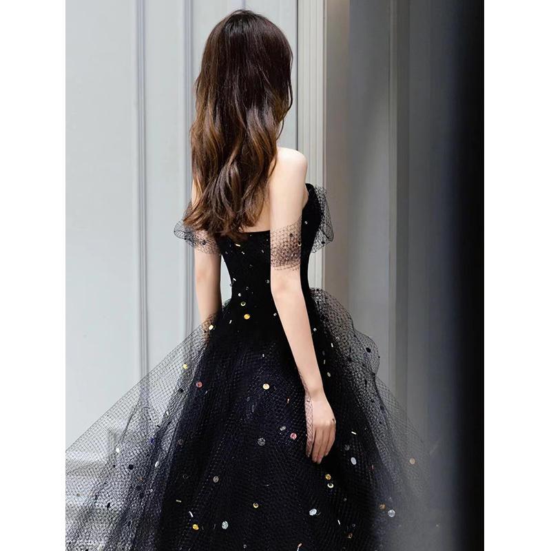 Evening Dress Women Haute Couture Black French - Nioor