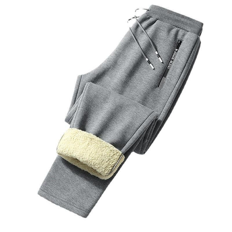 Lamb Fleece Trousers Men's And Women's Loose Plus Fleece Warm Sweatpants - Nioor