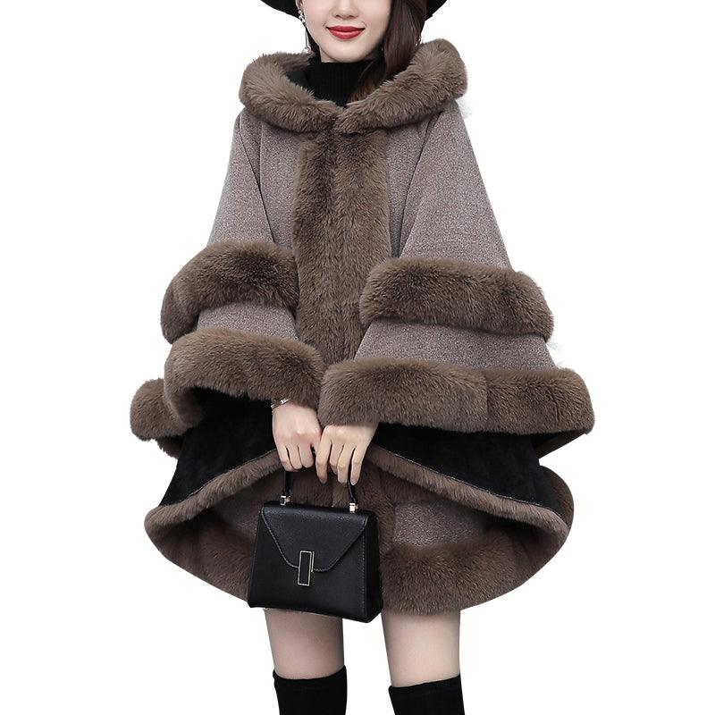 Fashionable Warm Hooded Cape Coat Lady - Nioor