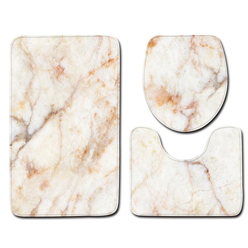 Marble Toilet Three-Piece Floor Mat Door Mat Bathroom Carpet - Nioor