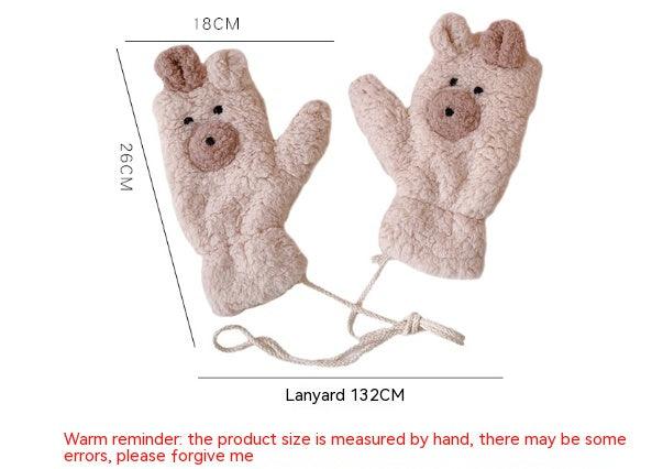 Winter Warm Cartoon Bear Plush Gloves Halter All-inclusive Cold Protection Fleece Thick - Nioor