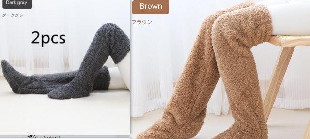 Over Knee High Fuzzy Long Socks Winter Warm Cold Leg Knee Joint Cold-proof Stockings Home Floor Sleeping Socks - Nioor