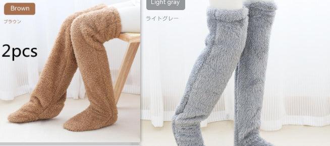 Over Knee High Fuzzy Long Socks Winter Warm Cold Leg Knee Joint Cold-proof Stockings Home Floor Sleeping Socks - Nioor