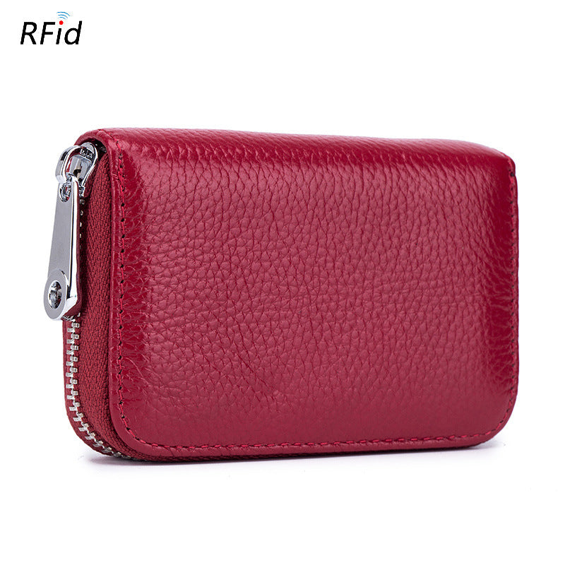 Card Holder Organ Zipper Men's Leather