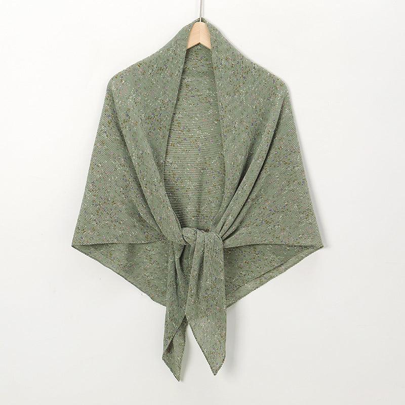 Pearl Chiffon Printed Square Scarf Pleated Scarf - Nioor