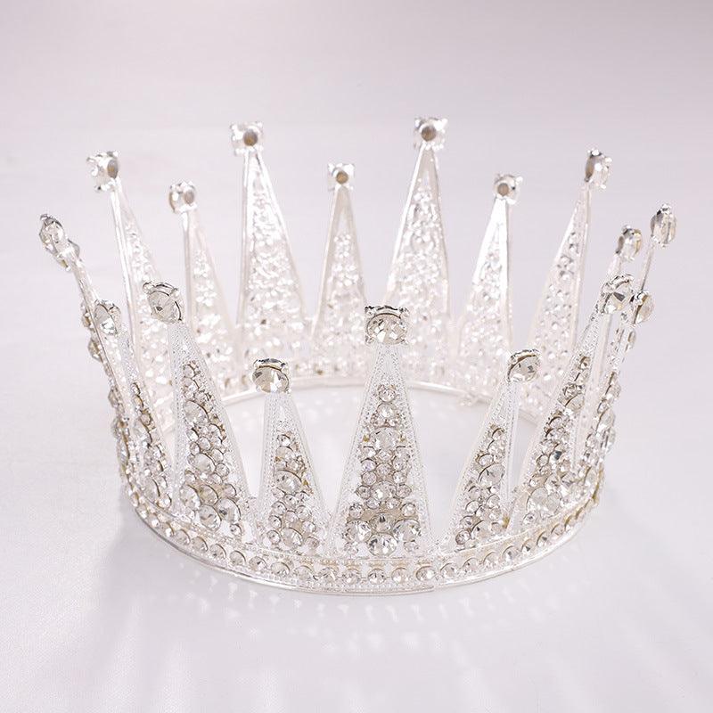 Alloy Retro Round Bridal Crown Hair Ornament - Nioor