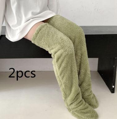 Over Knee High Fuzzy Long Socks Winter Warm Cold Leg Knee Joint Cold-proof Stockings Home Floor Sleeping Socks - Nioor