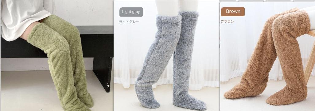 Over Knee High Fuzzy Long Socks Winter Warm Cold Leg Knee Joint Cold-proof Stockings Home Floor Sleeping Socks - Nioor