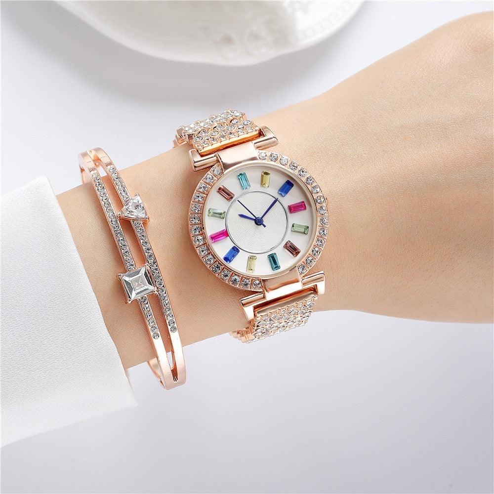 New Big Colorful Crystals Women's Watch - Nioor