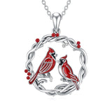 Cardinal Tree Of Life Necklace in White Gold Plated Sterling Sliver - Nioor