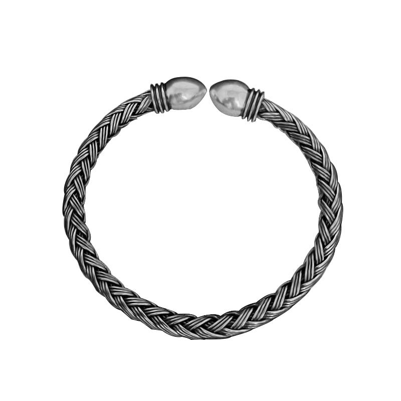 S999 Pure Silver Hand-woven Personalized Retro And Fashion All-matching Bracelet