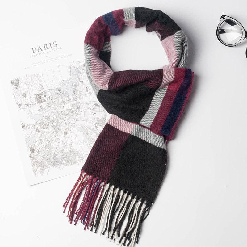 Stylish And Versatile Men's Plaid Warm Scarf - Nioor