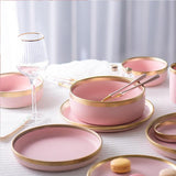 Ceramic pink household simple tableware - Nioor