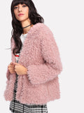 Women's Lamb Wool Hooded Plush Coat - Nioor