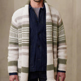 Men's Sweater Cardigan Striped Stitching Tassel Knitted Coat - Nioor