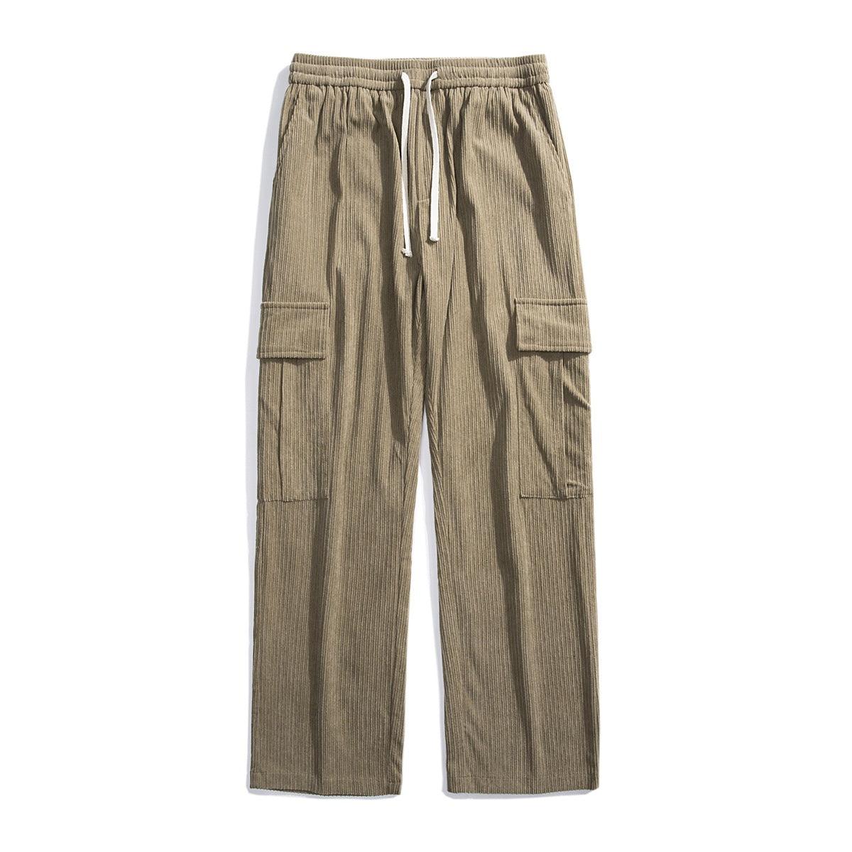 Autumn And Winter Corduroy Loose Straight Cargo Pants - Nioor