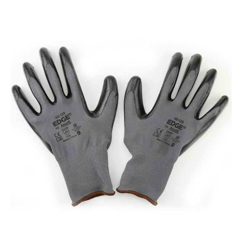 Gray Black Polyester Nitrile Palm Coated Labor Gloves Fine Operation - Nioor