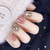 Champagne Gold Full Diamond Manicure Patches Wearing Fake Nails Finished - Nioor