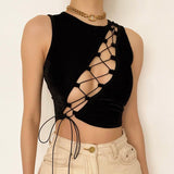 Chest Cutout Strap Sexy Vest - Nioor