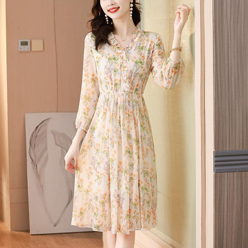 Chiffon Floral Dress Spring And Summer - Nioor