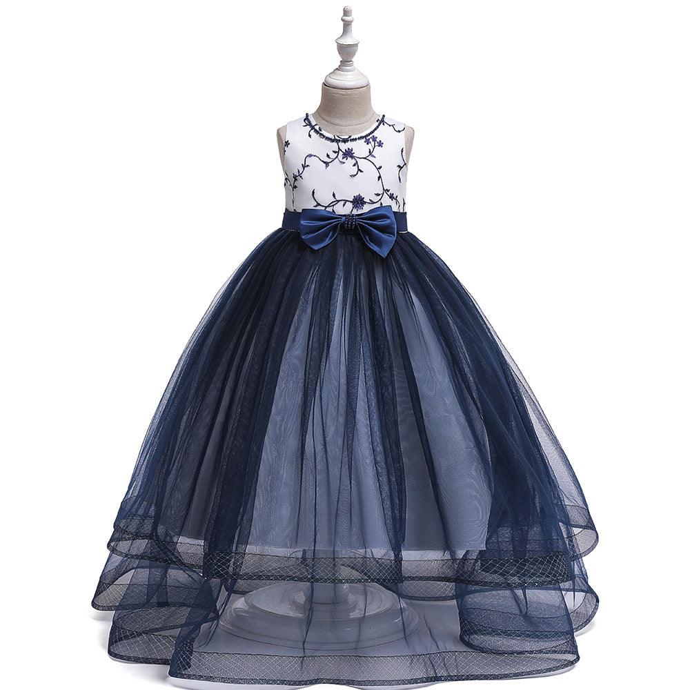 Children's Dress Birthday Girl Embroidered Net Yarn Long Skirt - Nioor