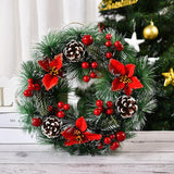 Christmas Artificial Pinecone Red Berries Wreath Front Door Window Decoration - Nioor