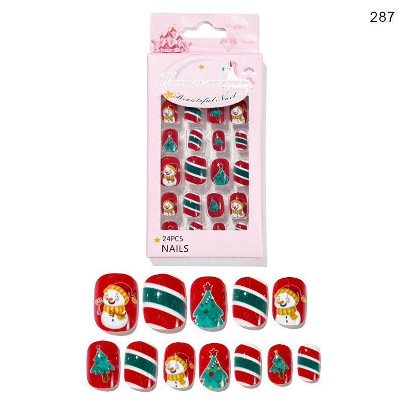 Christmas Cute Children Nails 24 Pieces Wearable - Nioor