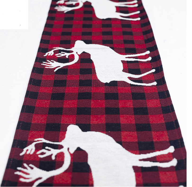 Christmas Elk Snowman Table Runner Merry Christmas Decorations - Nioor