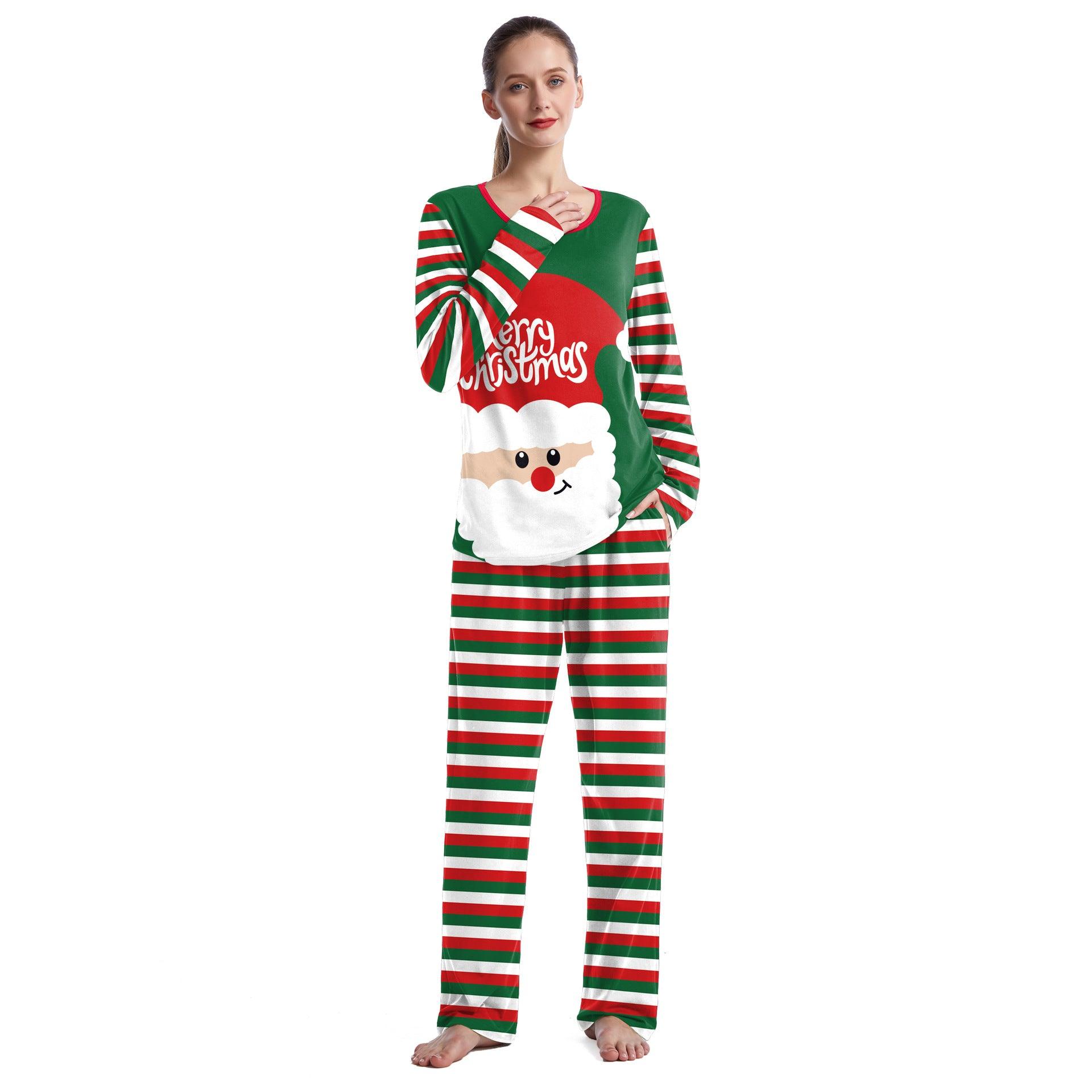 Christmas Home Clothes Digital Couple Pajamas Long Sleeve Round Neck Sweatpants Suit - Nioor