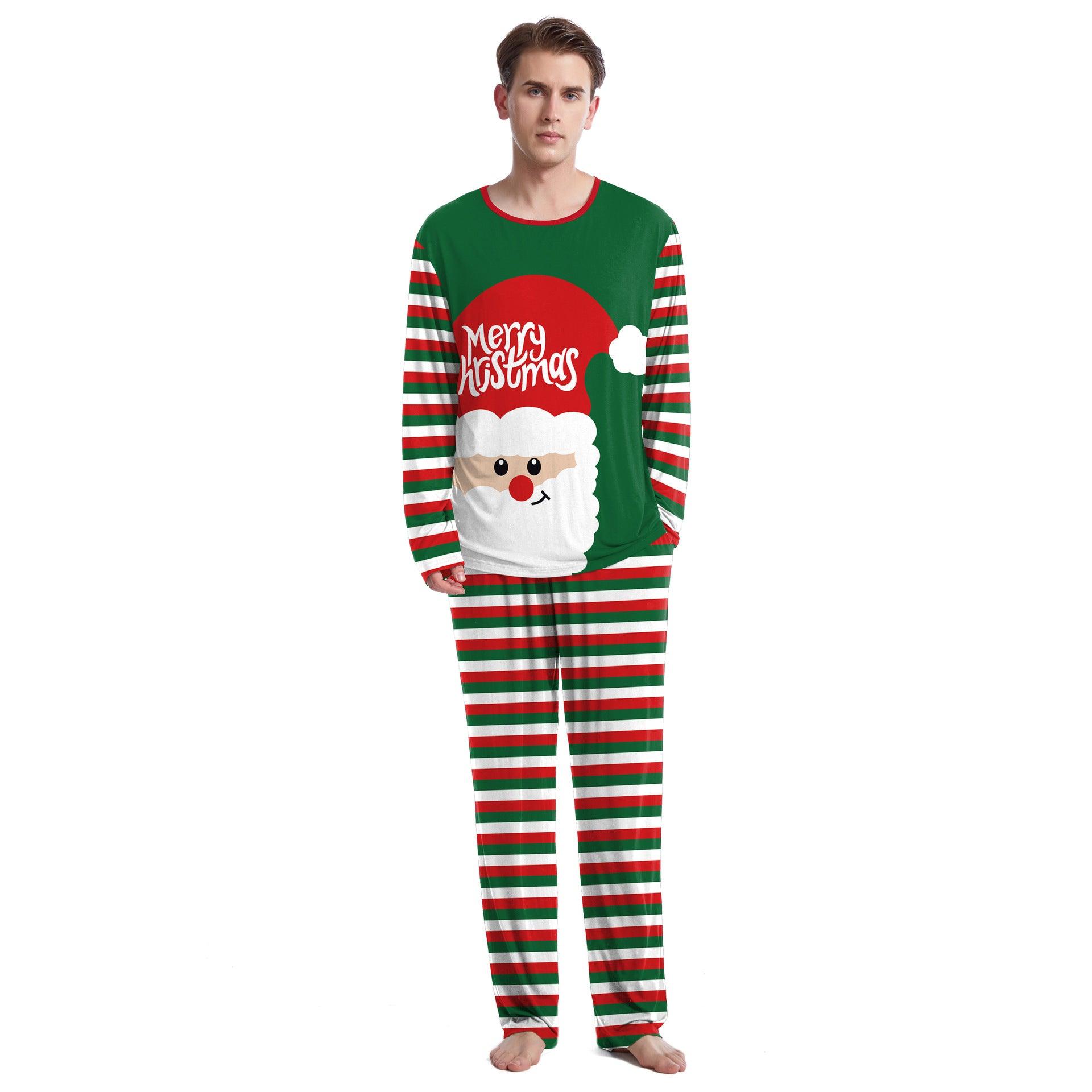 Christmas Home Clothes Digital Couple Pajamas Long Sleeve Round Neck Sweatpants Suit - Nioor