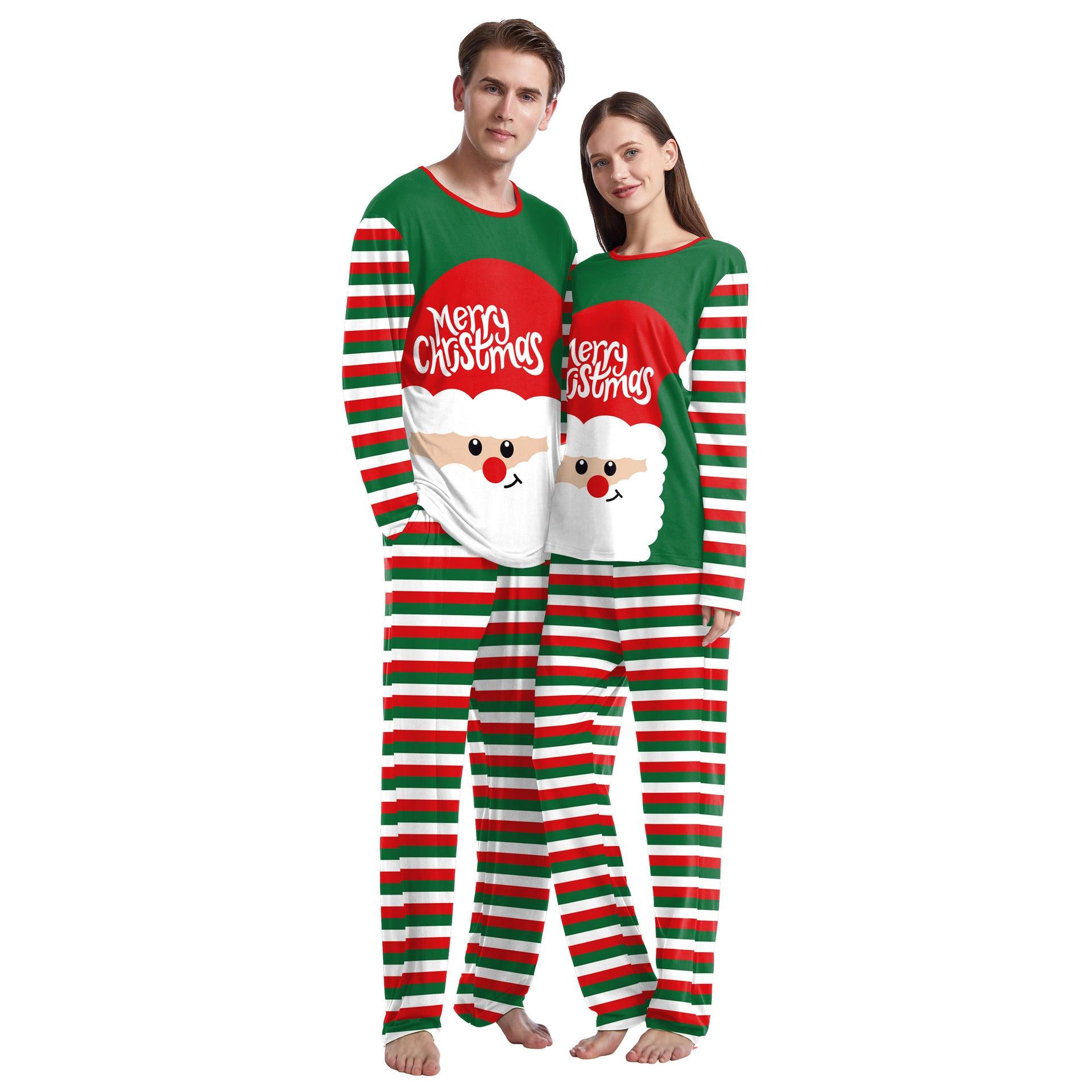 Christmas Home Clothes Digital Couple Pajamas Long Sleeve Round Neck Sweatpants Suit - Nioor