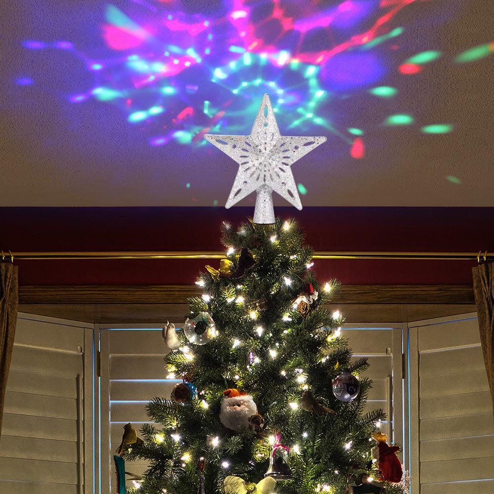 Christmas Tree Top Light Star Snowflake Shape LED Laser Projector Lights Christmas Tree Ornament - Nioor