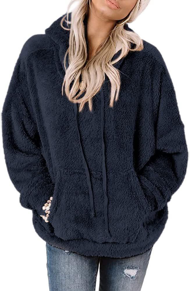 Coat Solid Color Pocket Casual Loose Sweater Sweater - Nioor